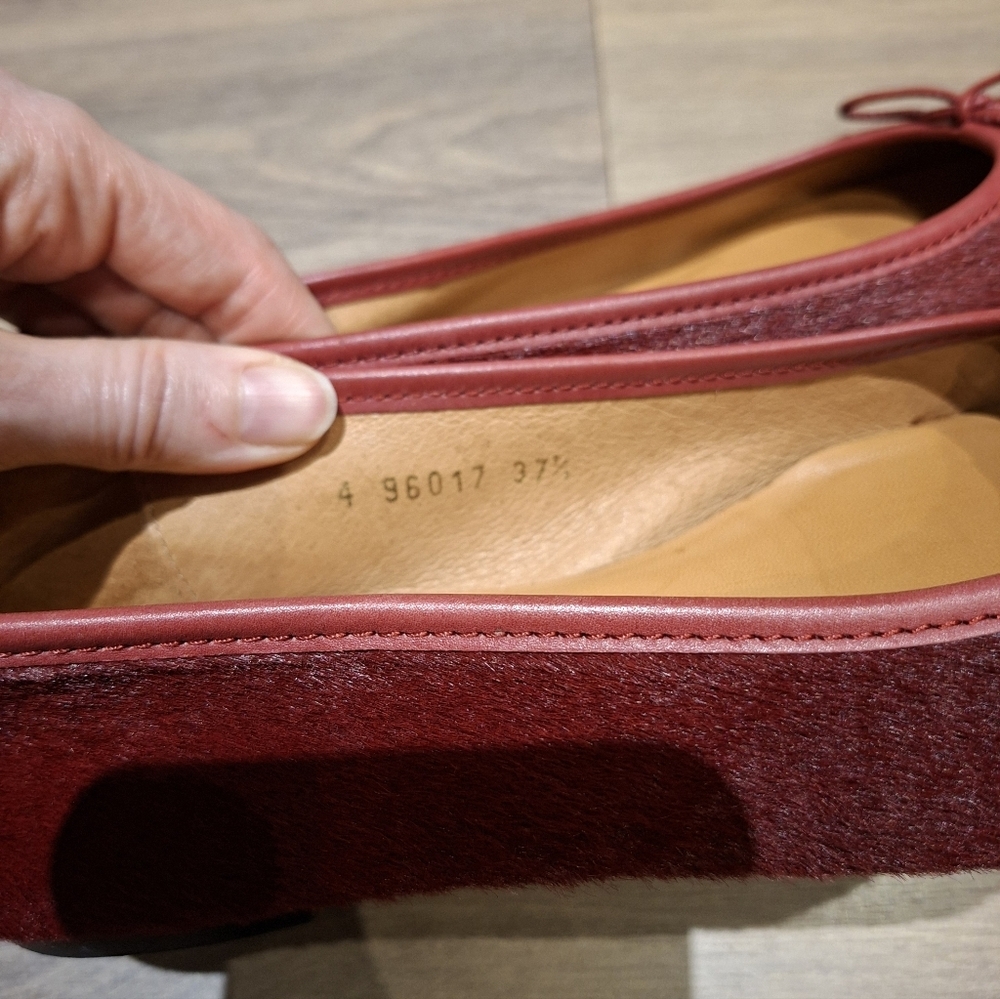 Gadea Elegant Deep Red Leather/Calf Hair Ballet Flats (Size EU 37.5/US 7.5) - Picture 6 of 7